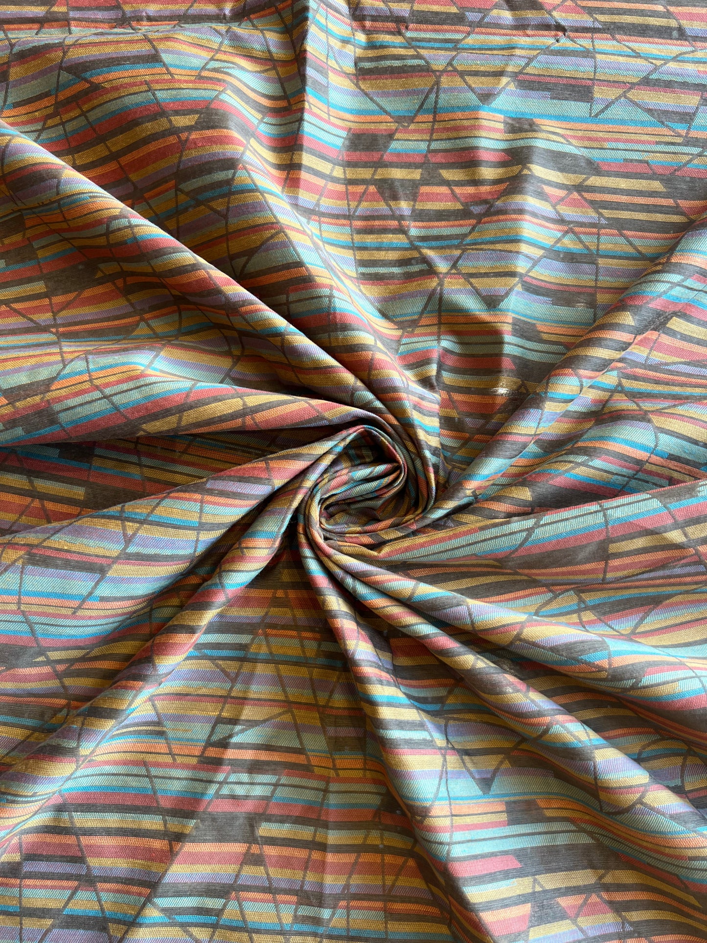 Multicolour Self Weaved Maheshwari Fabric