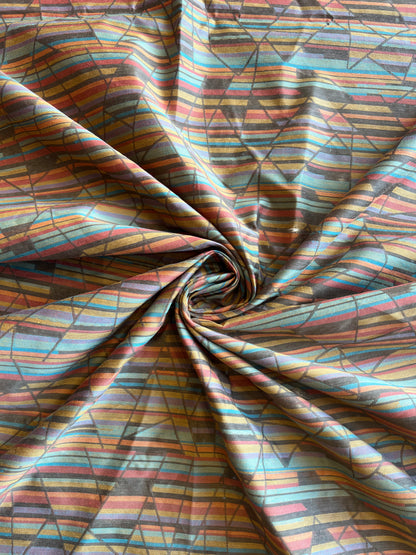 Multicolour Self Weaved Maheshwari Fabric