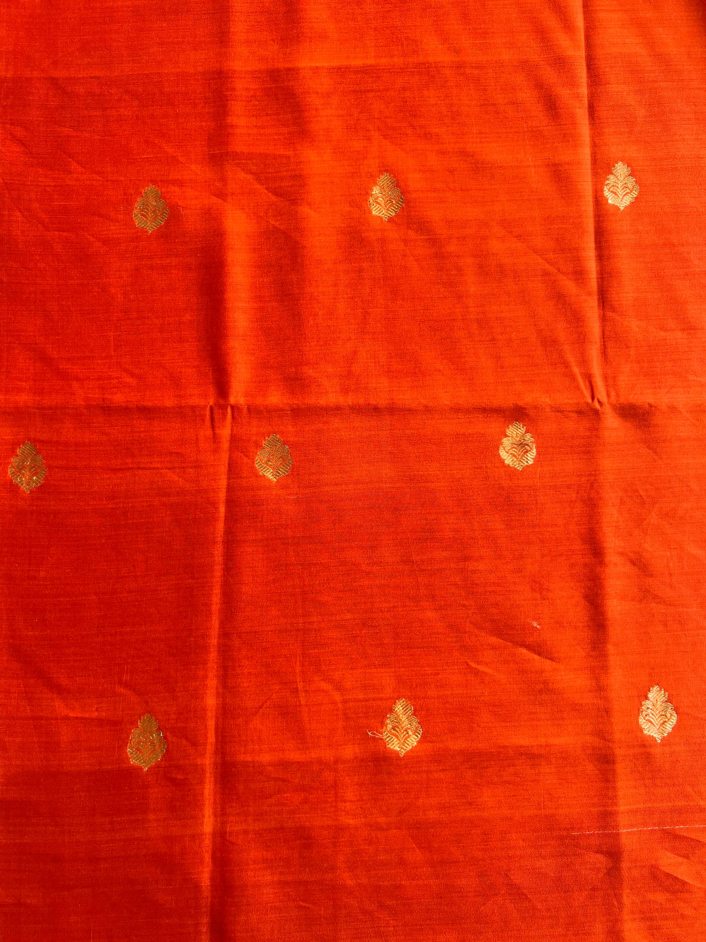 Orange Weaved Pure Silk Fabric