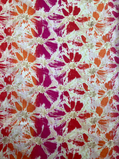 Multicolour Shibori Printed Satin Fabric