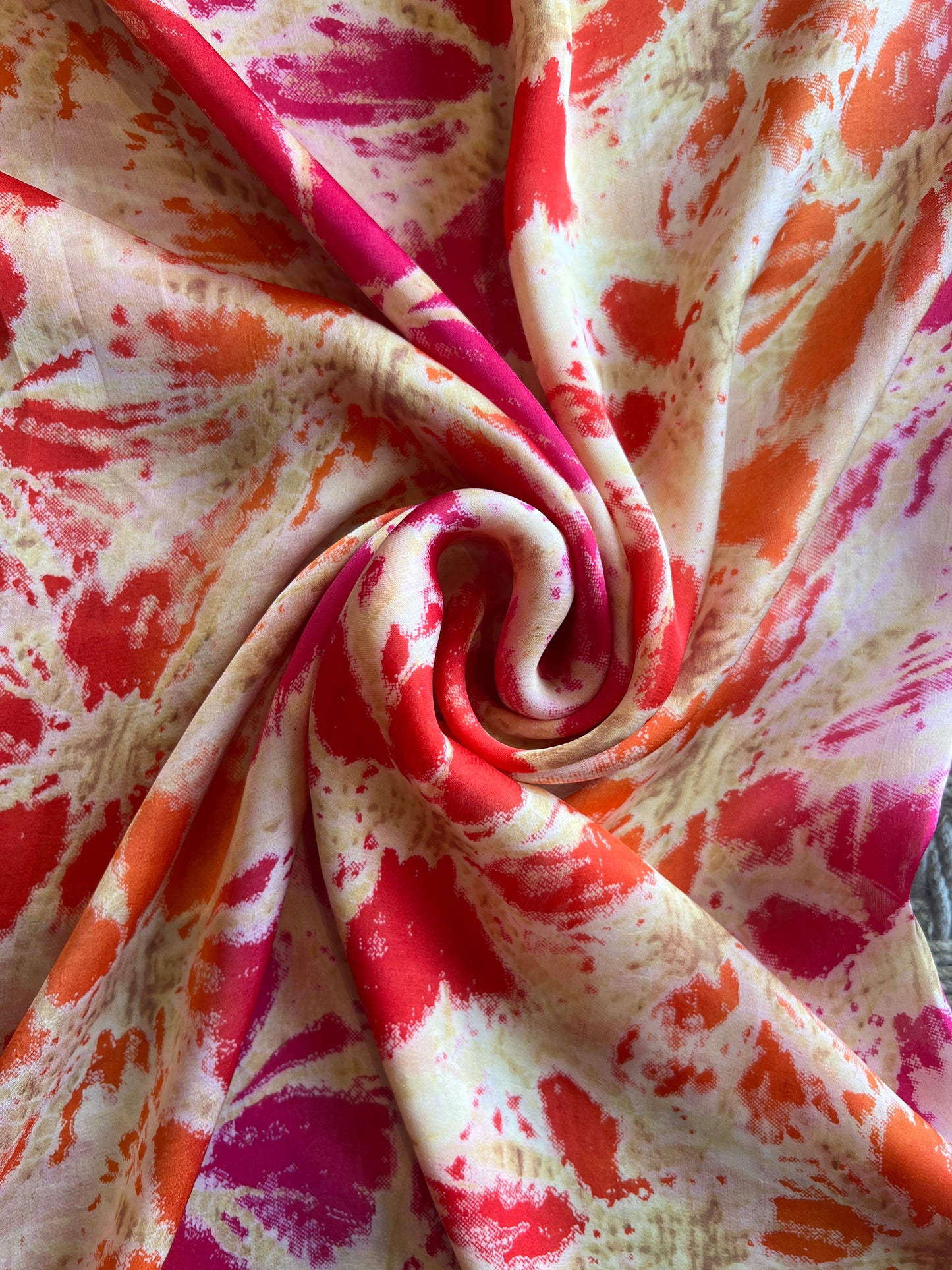 Multicolour Shibori Printed Satin Fabric