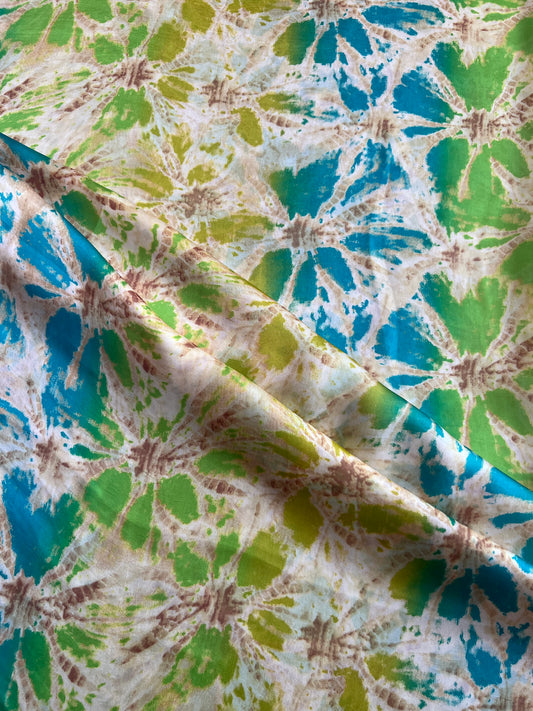 Multicolour Shibori Printed Satin Fabric