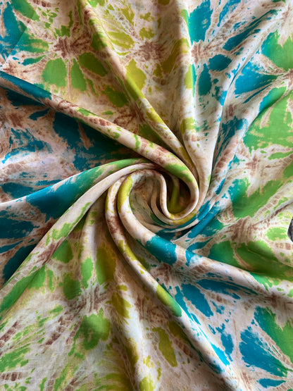 Multicolour Shibori Printed Satin Fabric