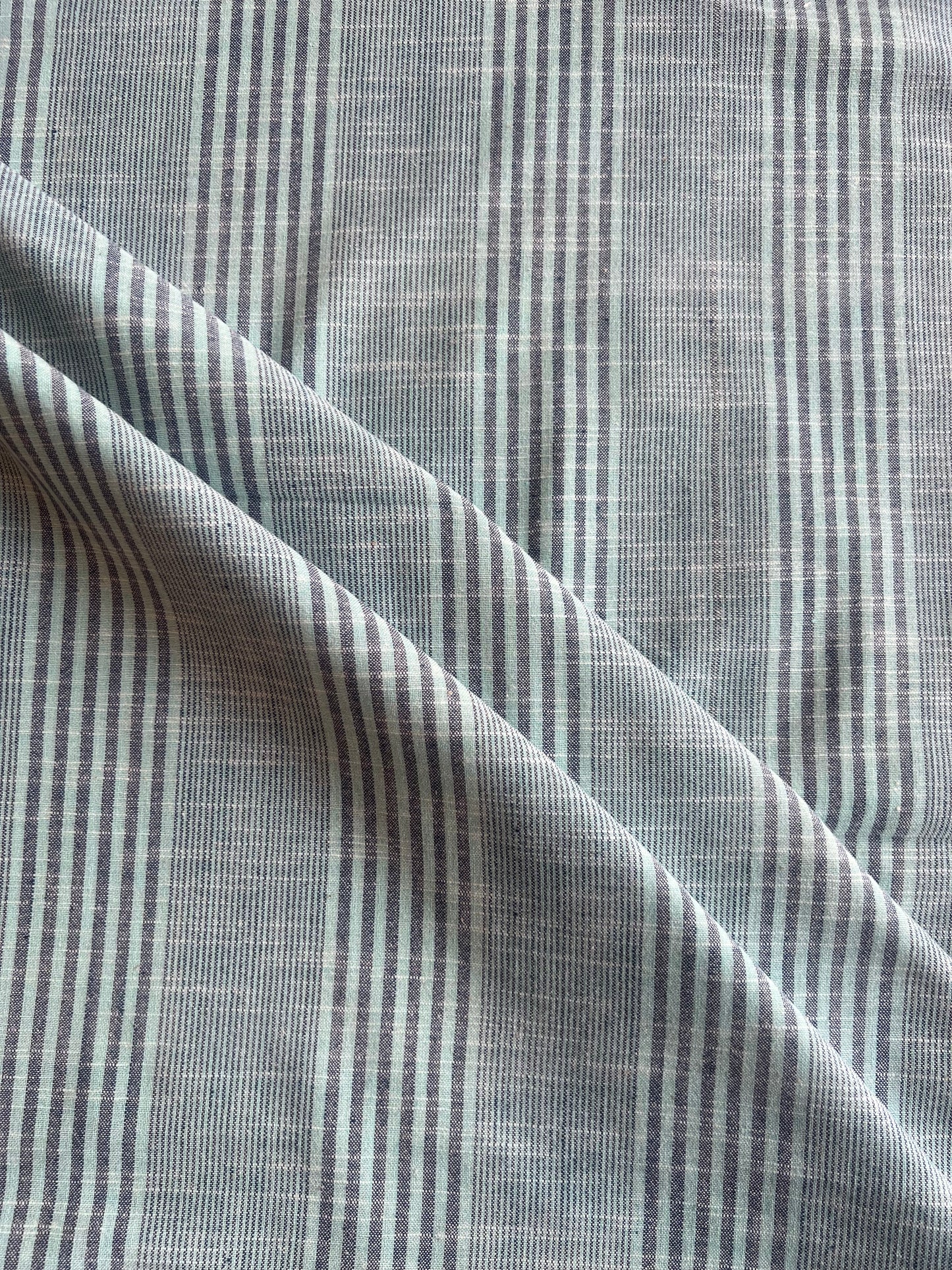 Blue Weaved Stripes Cotton Fabric