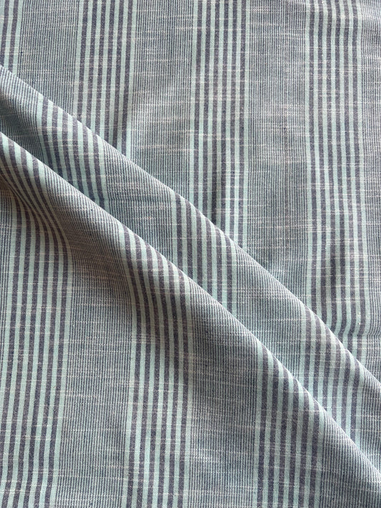 Blue Weaved Stripes Cotton Fabric