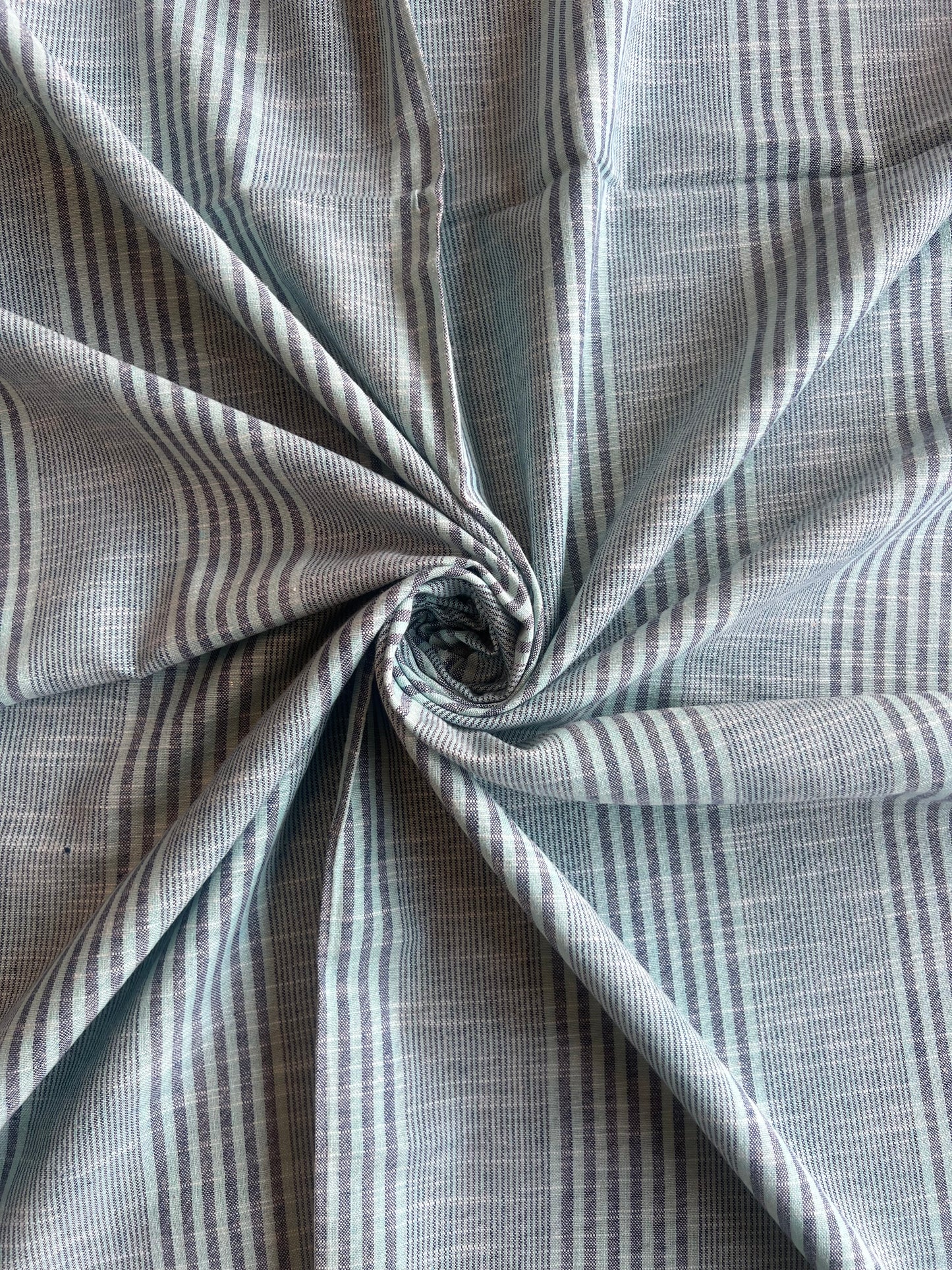 Blue Weaved Stripes Cotton Fabric
