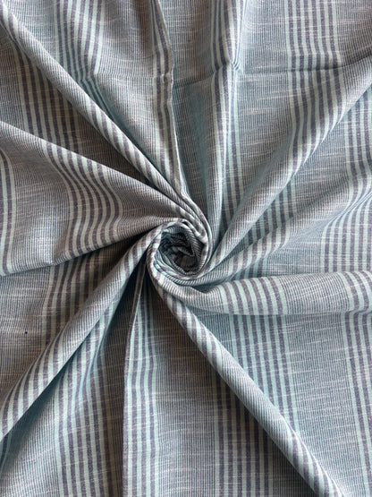 Blue Weaved Stripes Cotton Fabric