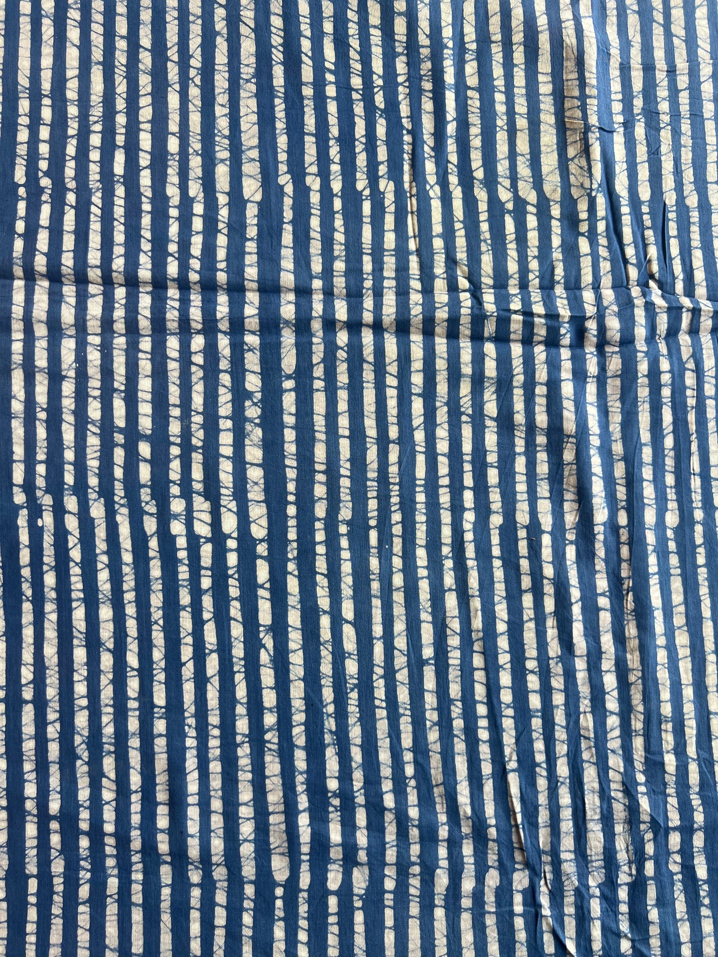 Blue Batik Printed Stripes Cotton Fabric