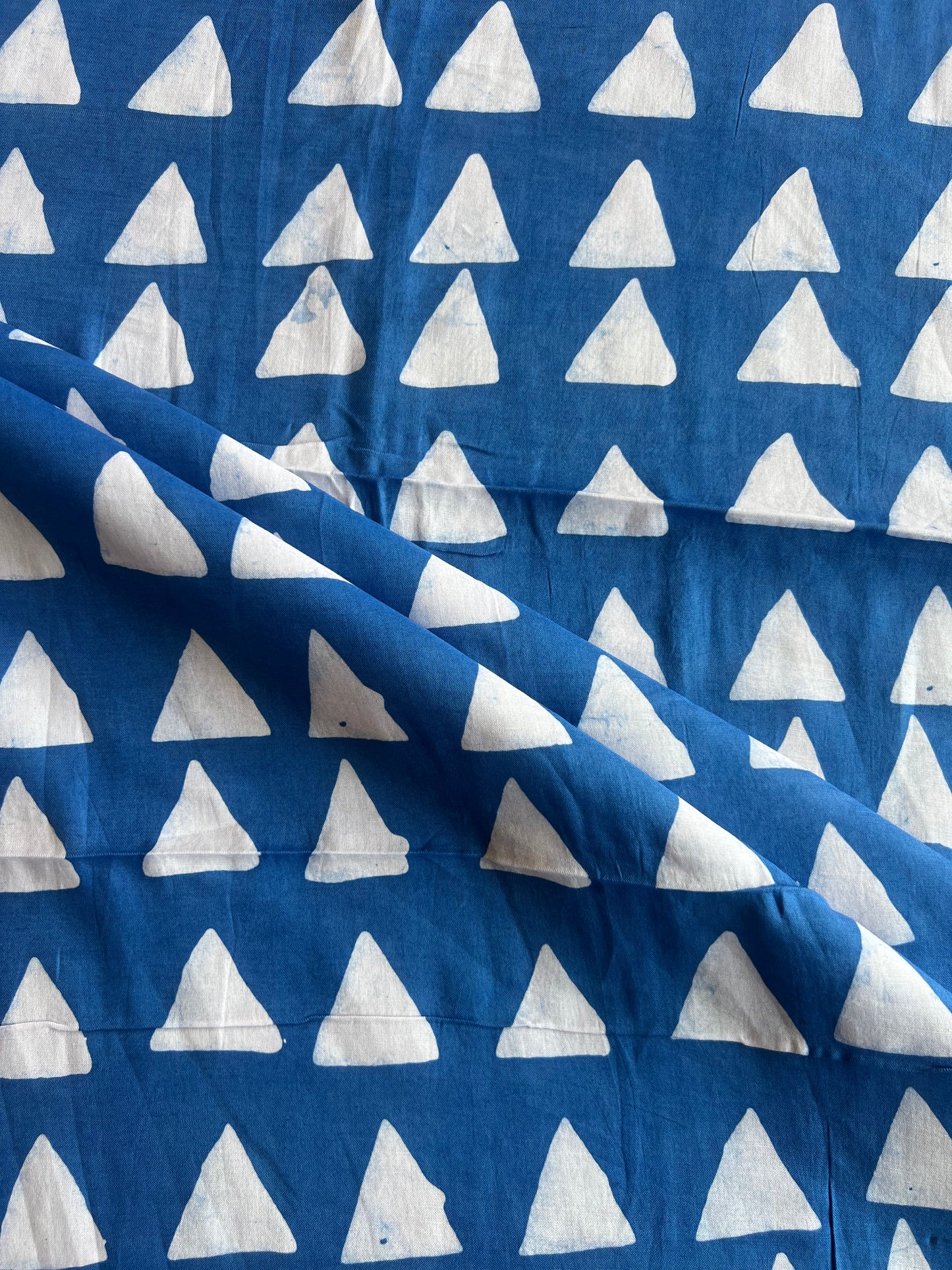 Blue Geometrical Printed Batik Glace Cotton Fabric