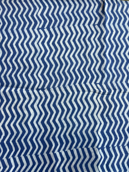 Blue Geometrical Printed Batik Glace Cotton Fabric