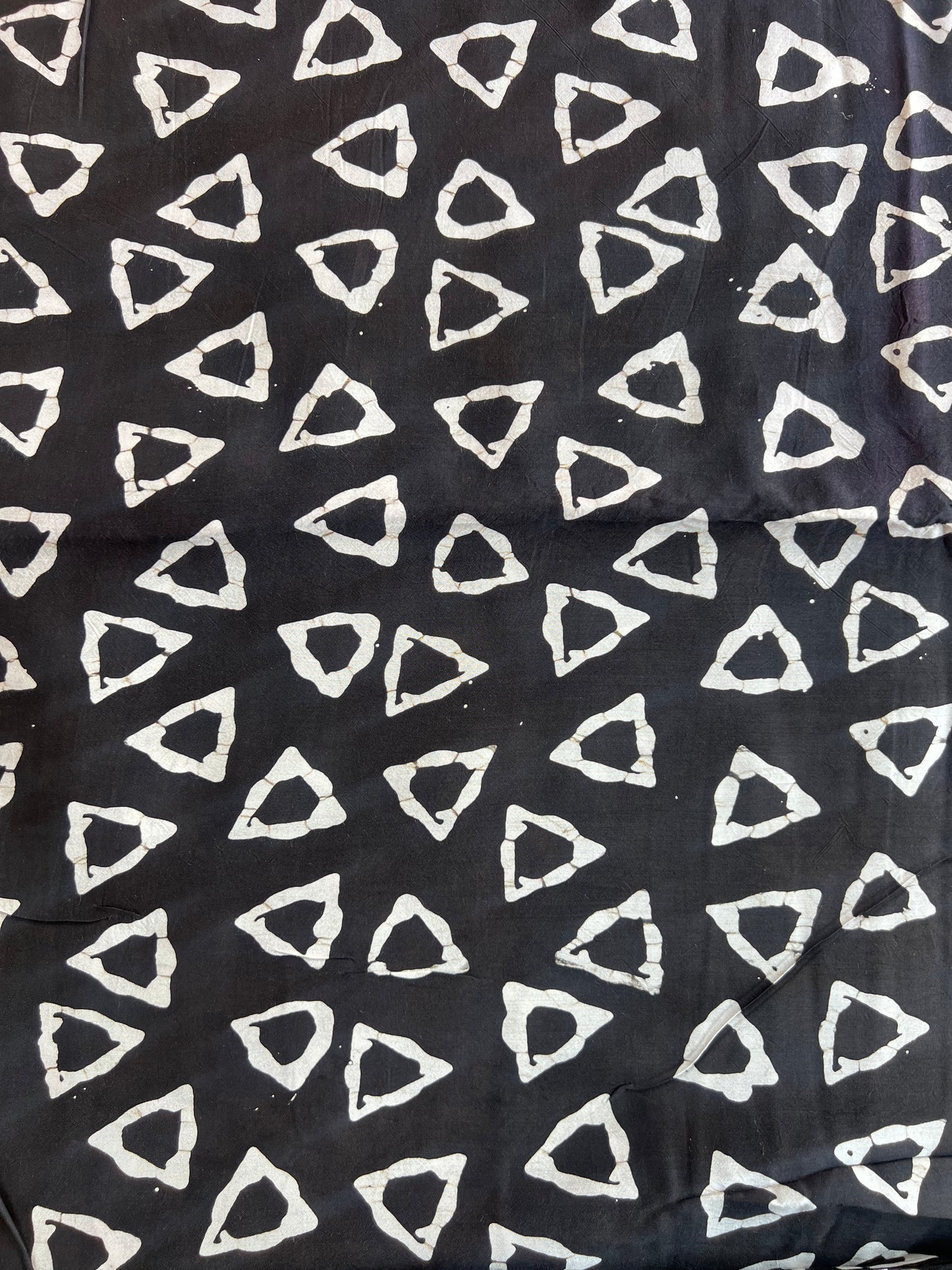 Black Geometrical Batik Printed Modal Fabric