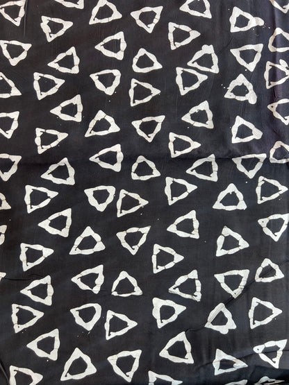 Black Geometrical Batik Printed Modal Fabric
