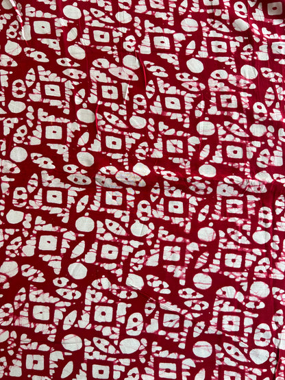 Red Abstract Batik Printed Modal Fabric