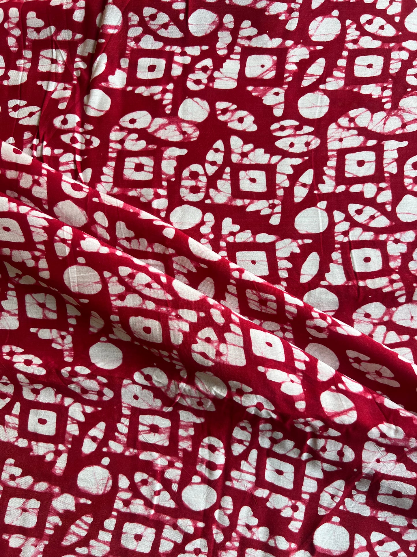 Red Abstract Batik Printed Modal Fabric