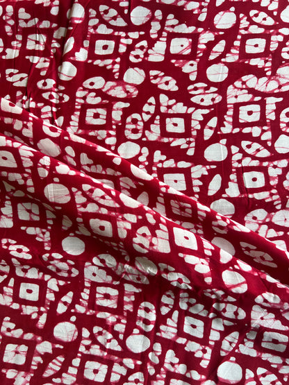 Red Abstract Batik Printed Modal Fabric