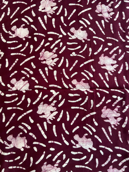 Maroon Abstract Batik Printed Modal Fabric