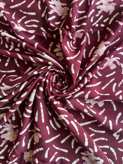 Maroon Abstract Batik Printed Modal Fabric