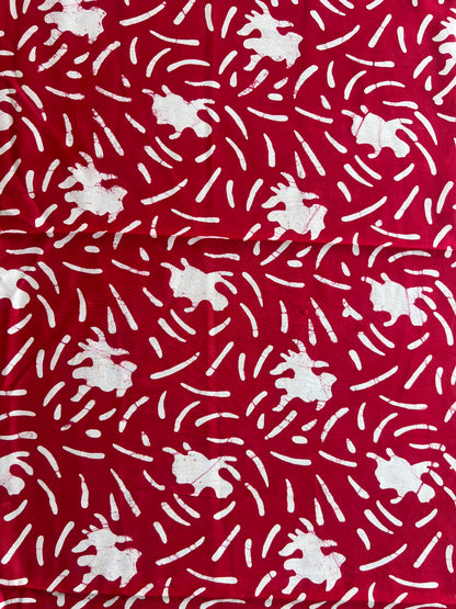 Red Abstract Batik Printed Modal Fabric