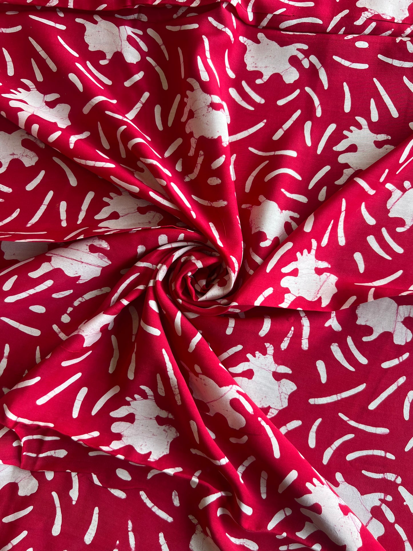 Red Abstract Batik Printed Modal Fabric