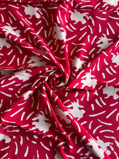 Red Abstract Batik Printed Modal Fabric