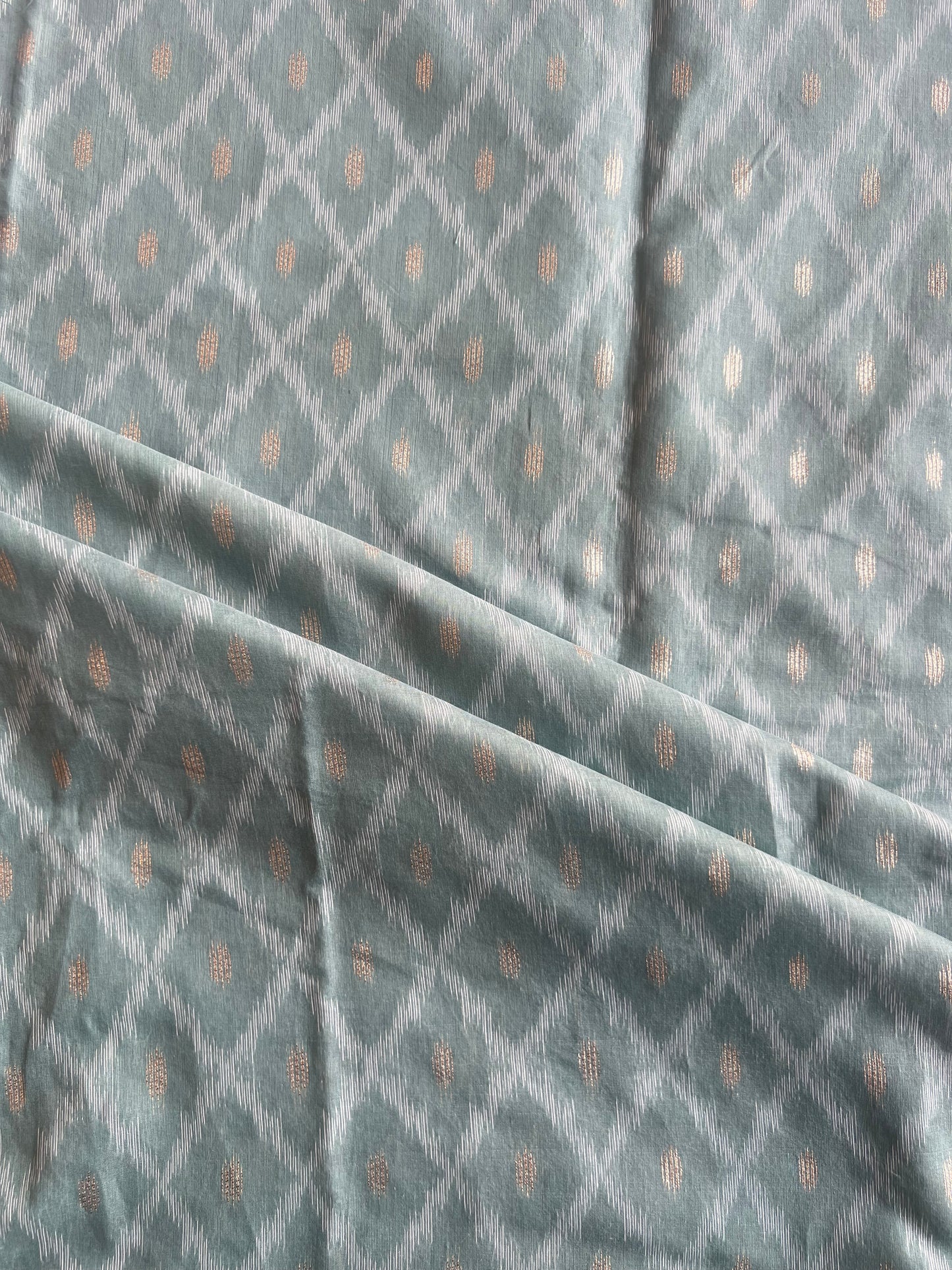 Aqua Blue Weaved Maheshwari Fabric