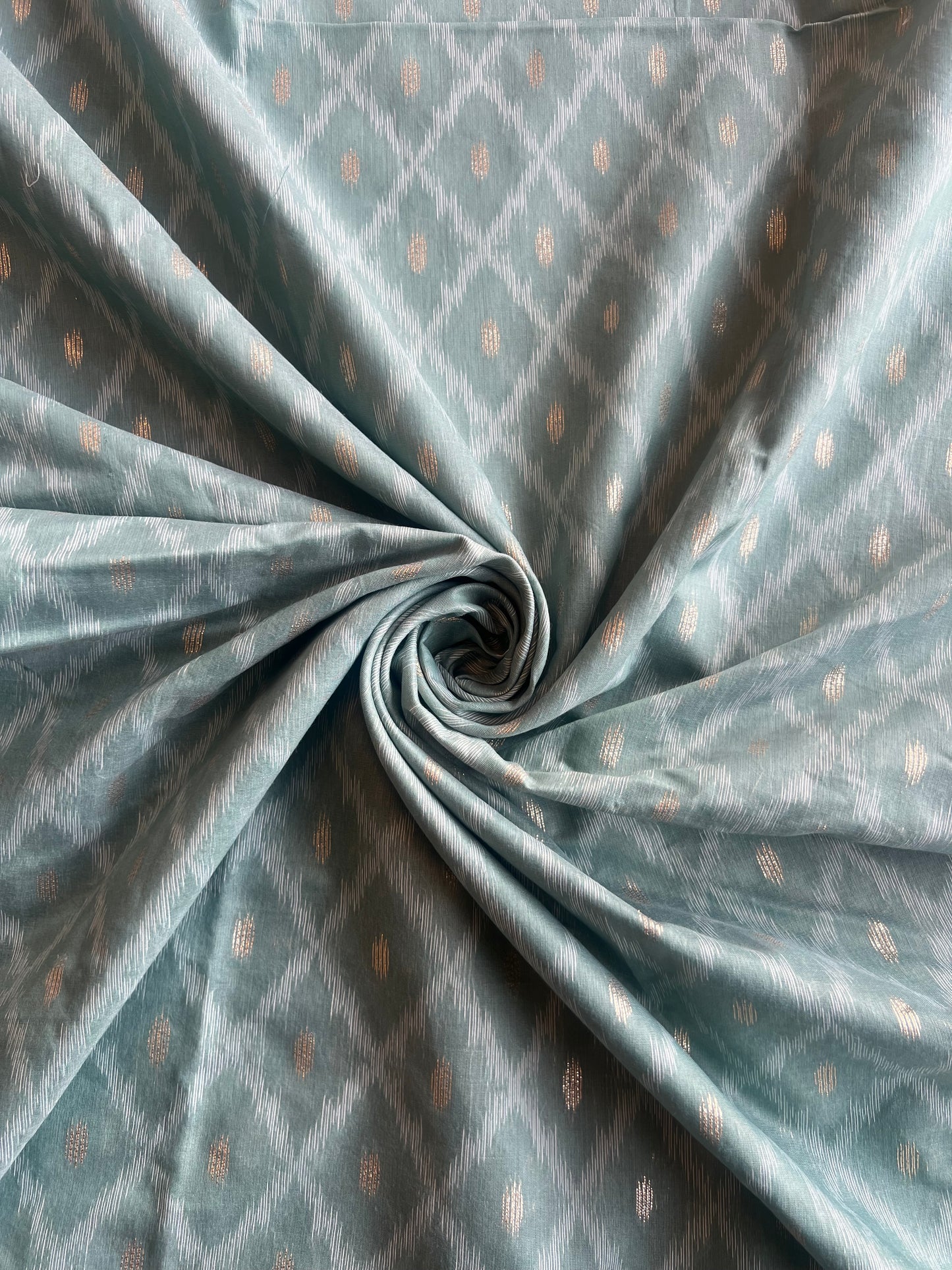 Aqua Blue Weaved Maheshwari Fabric