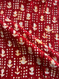 Maroon Batik Cotton Printed Fabric with Sequence Work Pintex