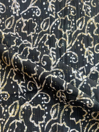 Black Batik Cotton Printed Fabric with Sequence Work Pintex