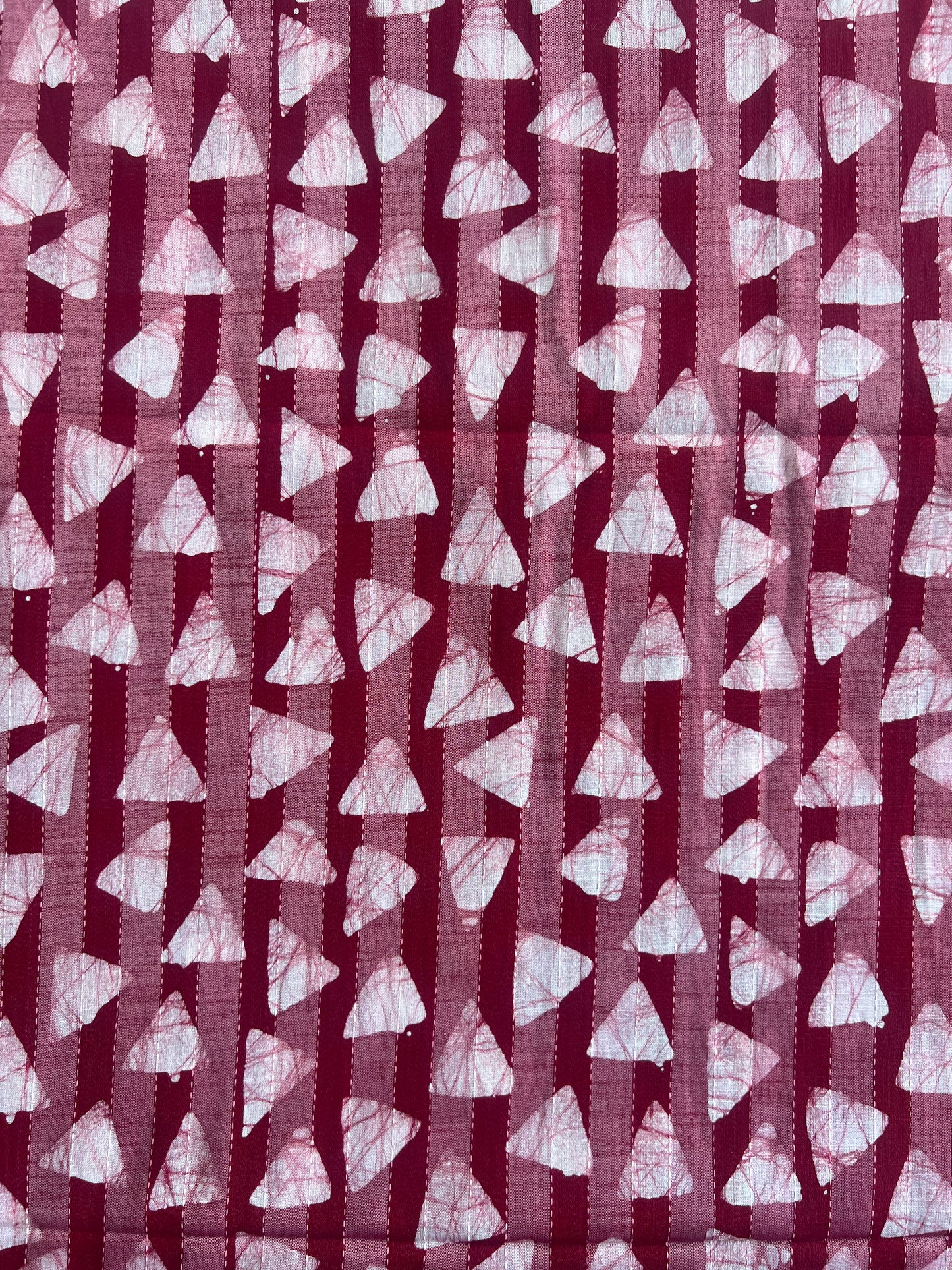 Maroon Geometrical Printed Self Weaved Cotton Fabric