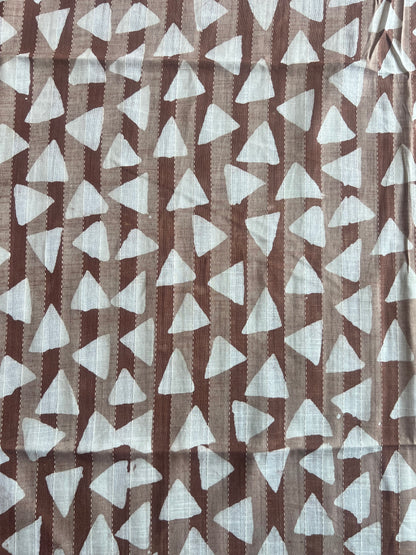 Beige Geometrical Printed Self Weaved Cotton Fabric