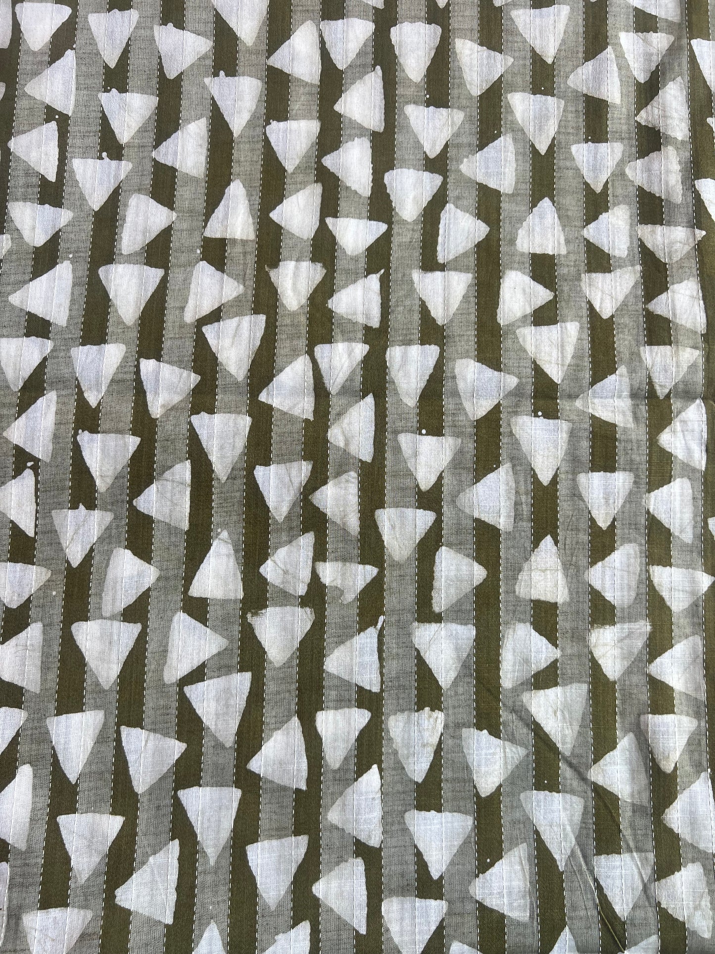 Green Geometrical Printed Self Weaved Cotton Fabric