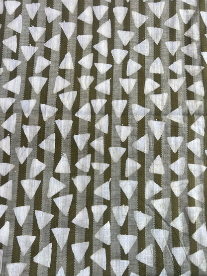 Green Geometrical Printed Self Weaved Cotton Fabric