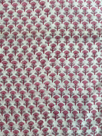 Pink Buti Block Printed Cotton Fabric