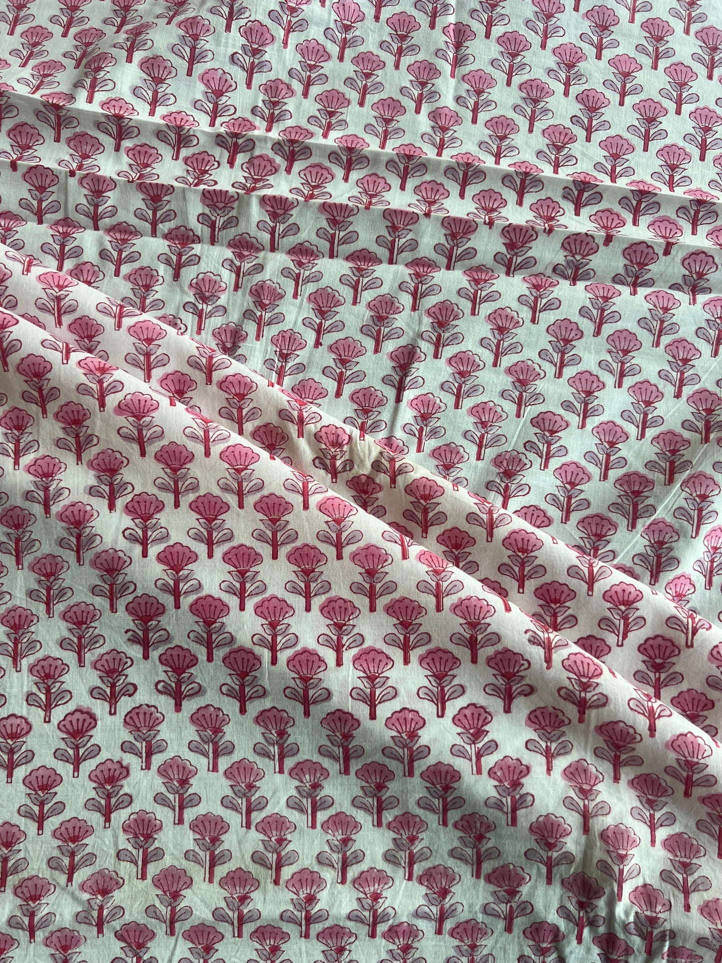 Pink Buti Block Printed Cotton Fabric