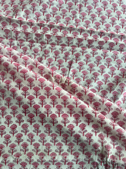 Pink Buti Block Printed Cotton Fabric