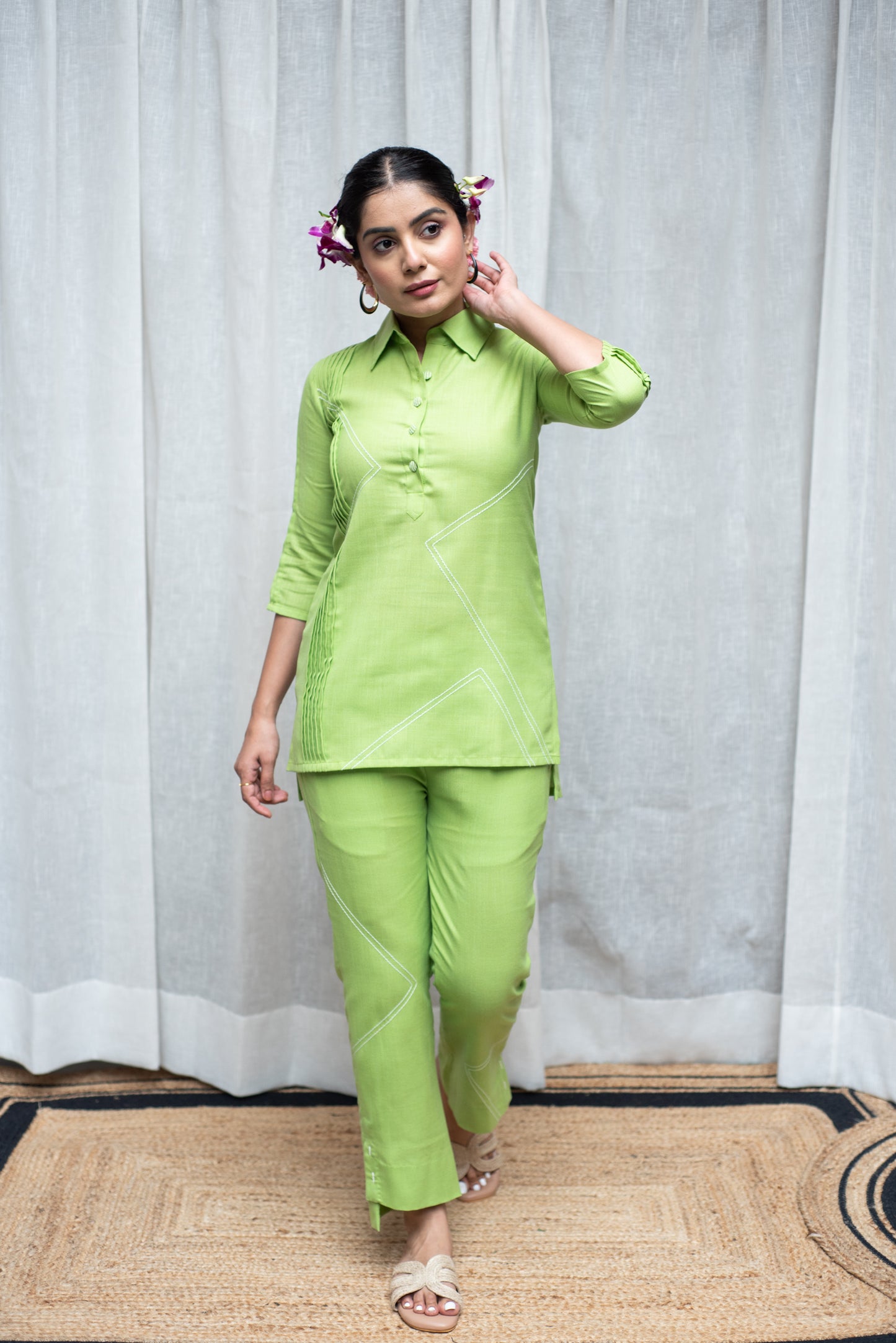 Parrot Green Ruble Co-ord Set