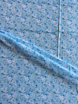 Blue Floral Printed Muslin Fabric
