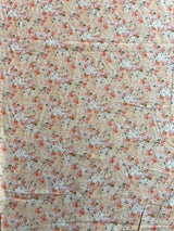 Peach Floral Printed Muslin Fabric