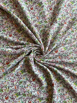 Green Floral Printed Muslin Fabric