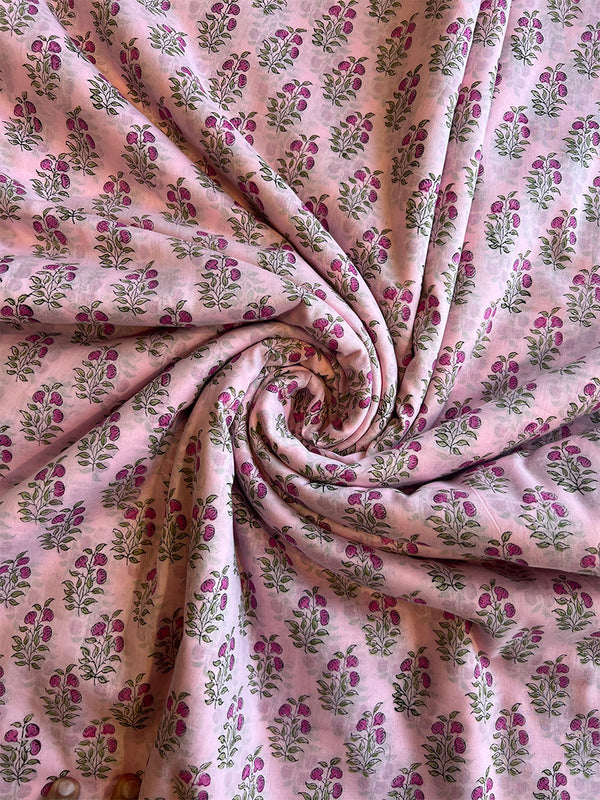 Pink Hand Block Printed Cotton Fabric