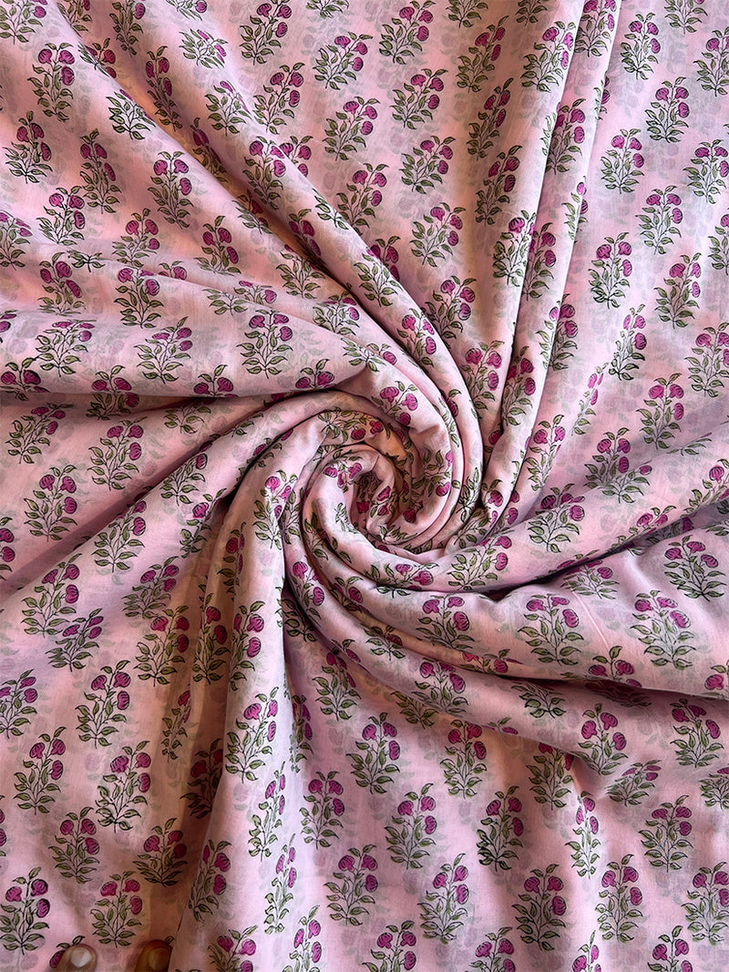 Pink Hand Block Printed Cotton Fabric