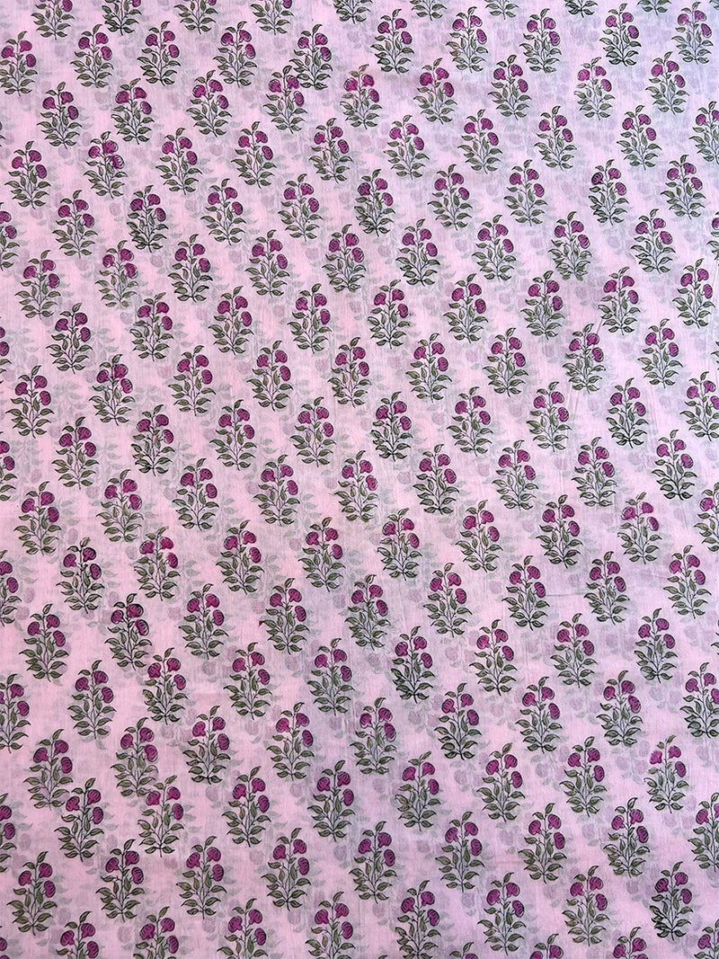 Pink Hand Block Printed Cotton Fabric