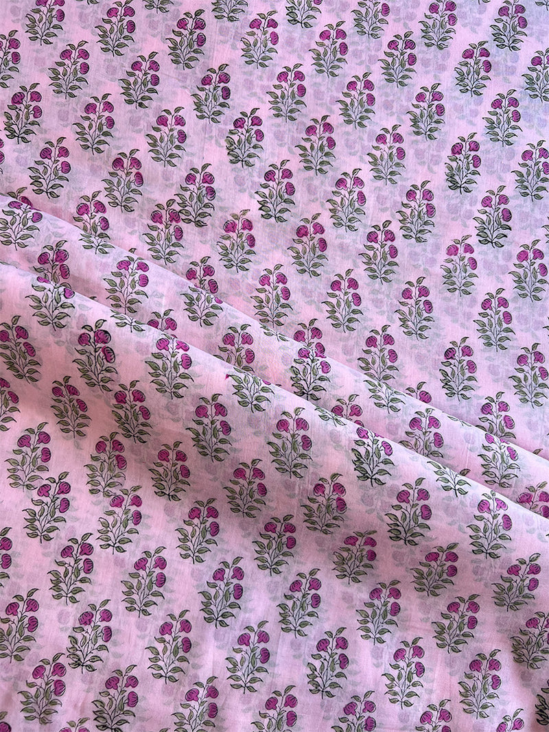 Pink Hand Block Printed Cotton Fabric