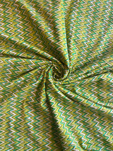 Green Geometrical Hand Block Printed Cotton Fabric