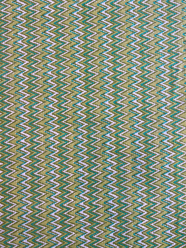 Green Geometrical Hand Block Printed Cotton Fabric