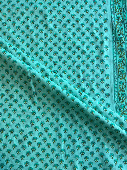 Rama Green Hand Block Printed Cotton Fabric