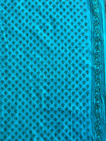 Rama Green Hand Block Printed Cotton Fabric