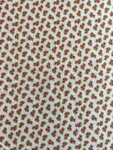 Peach Floral Printed Muslin Fabric