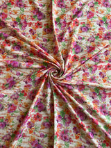 Pink Floral Printed Muslin Fabric