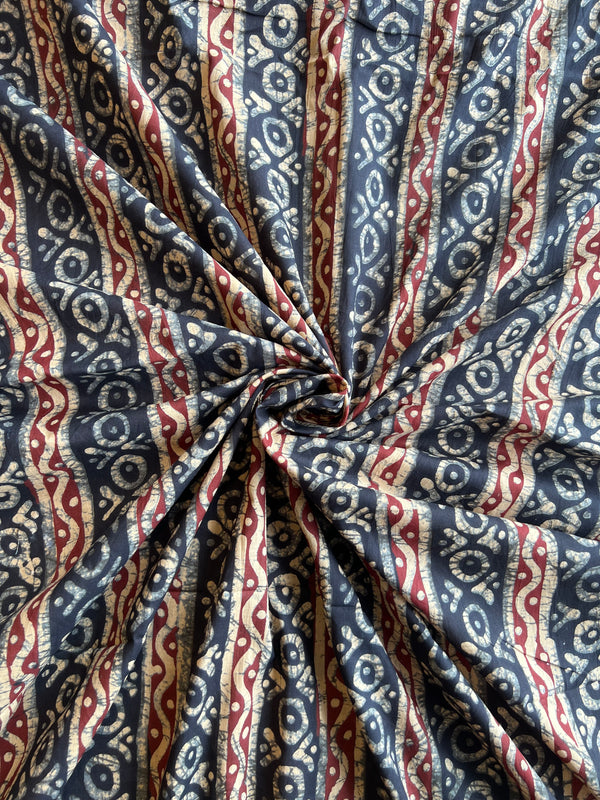 Blue Geometrical Printed Cotton Fabric